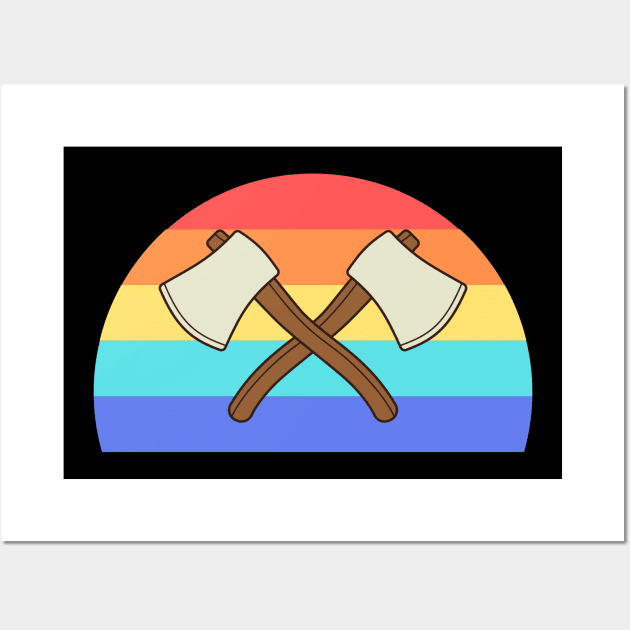 Double Axe Throwing Thrower Throw Target Tomahawk Wall Art by Onceer